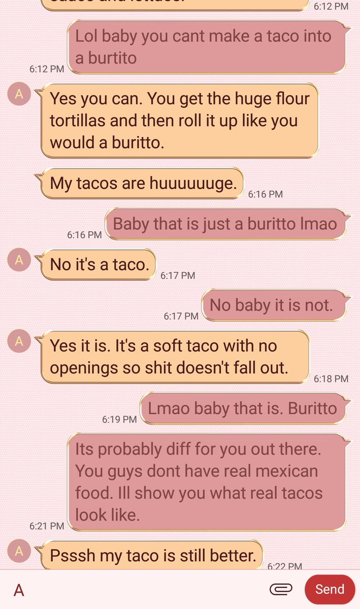 Can you roll up a taco into a burtito and still call it a taco? Please settle this for <a href="/InkLifeDom/">Dominick Jackson</a>. And I lmao