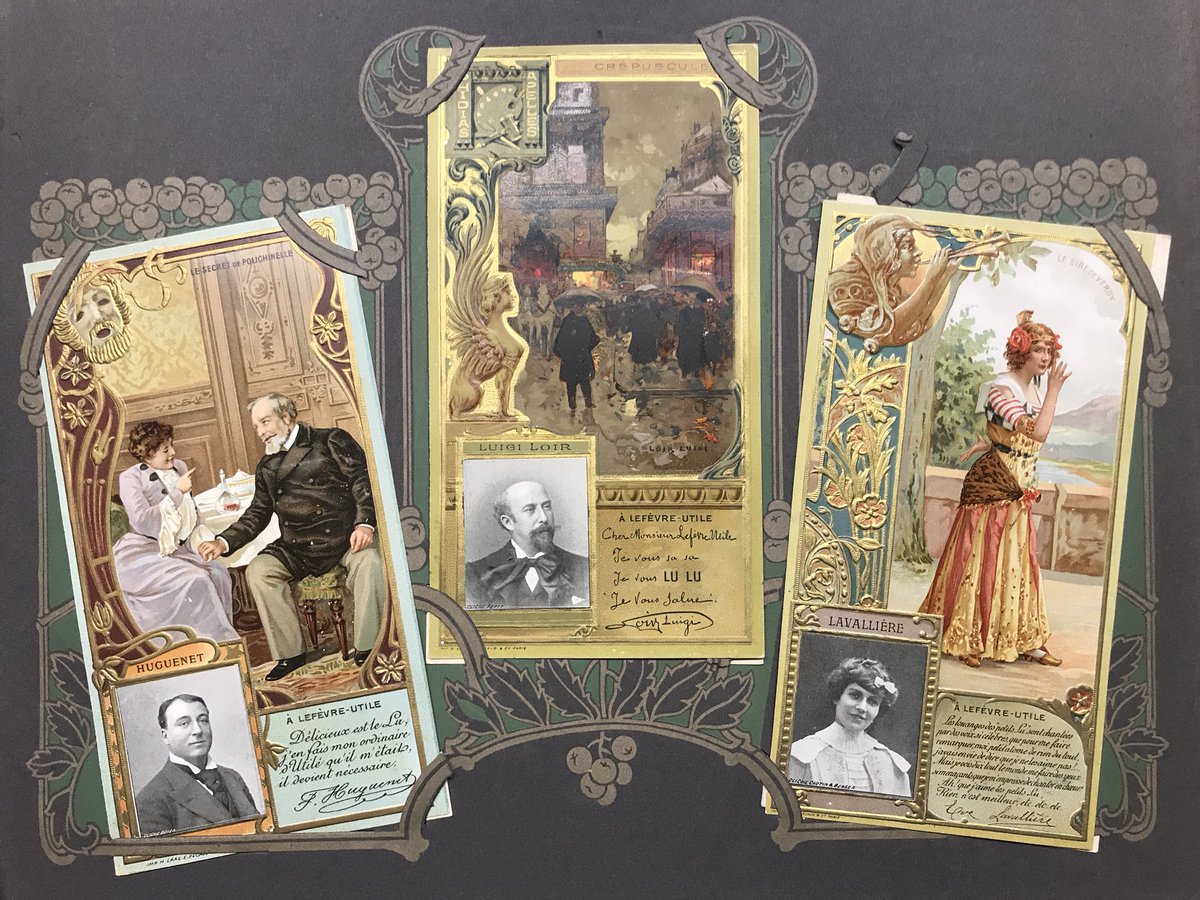 CardsJs's tweet image. Here is a strikingly coloured and intricately designed set by Lefèvre-Utile, a biscuit manufacturer from Nantes in France circa 1900. #tradecards #history #ephemera #biscuits #celebrities #vintage #collectable #cartophilia #JScards