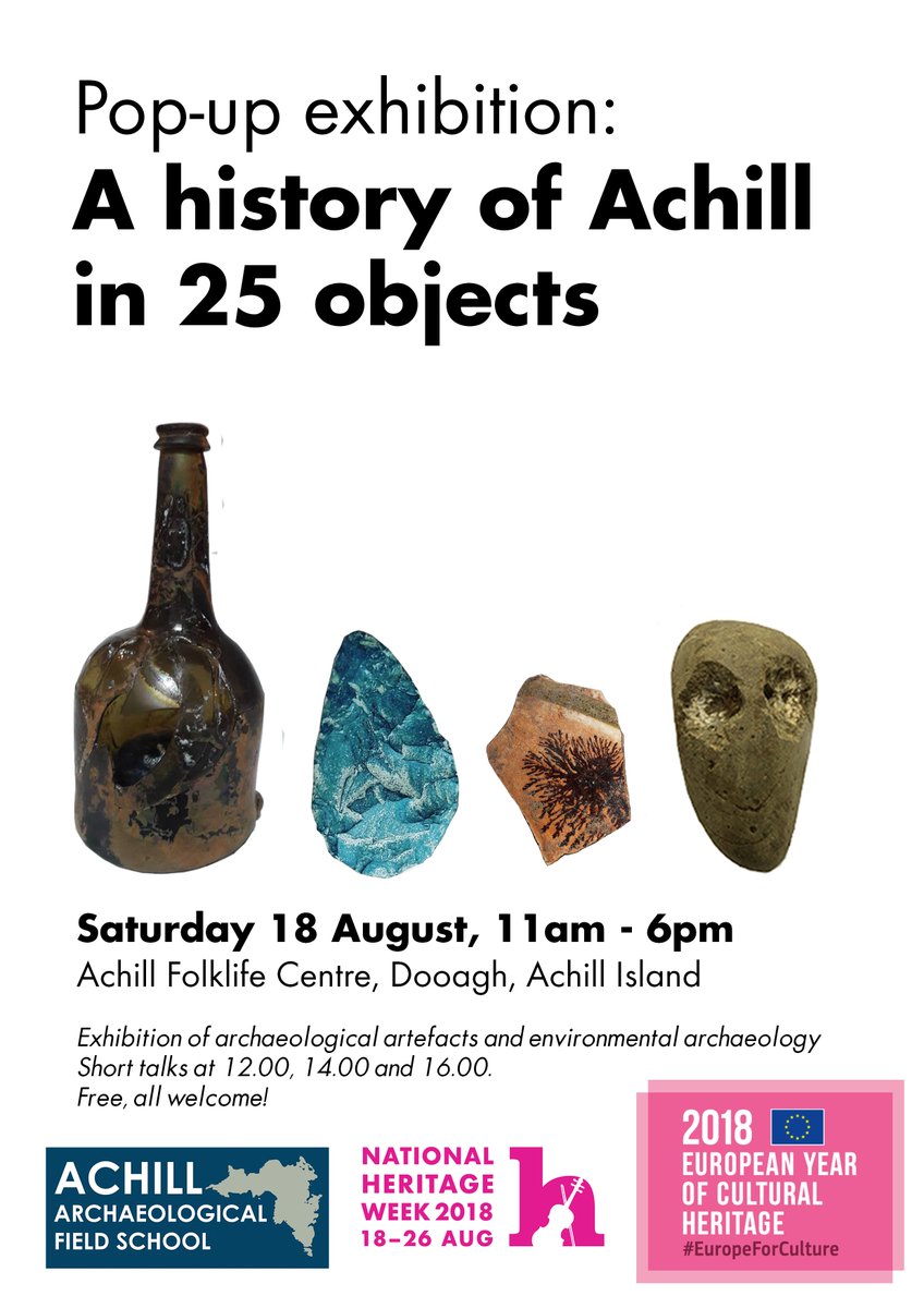 AchillArch's tweet photo. @HeritageWeek is almost upon us! Tomorrow Sat. we're holding a pop-up exhibition - a history of Achill in 25 objects! See you there! #HeritageWeek @WhatsOnInAchill @achilltourism https://t.co/0CezVPEAdr