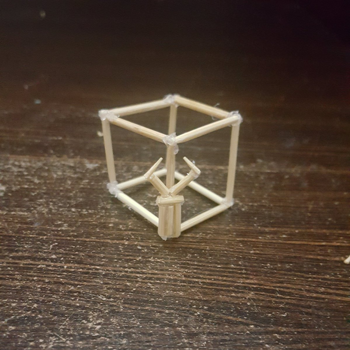 This is what my 11 yr old did today. Toothpicks &amp; glue.