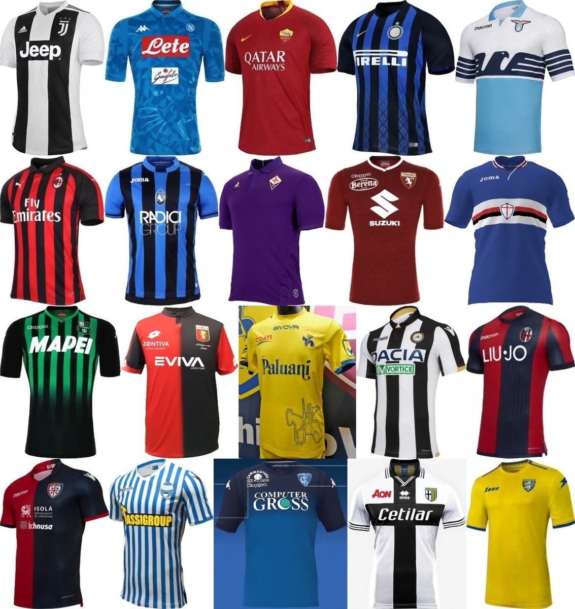 ユニ11 セリエa 18 19 ホームユニフォーム一覧 T Co T7pcleymp9 18 19 Serie A Home Jerseys