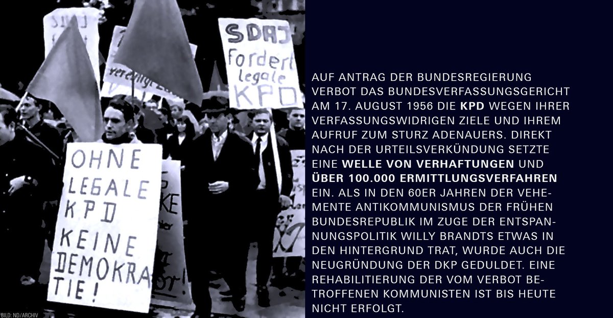 rosaluxstiftung's tweet image. Auf Antrag der Bundesregierung verbot das Bundesverfassungsgericht am 17. August 1956 die KPD. #KPDverbot #Antikommunismus