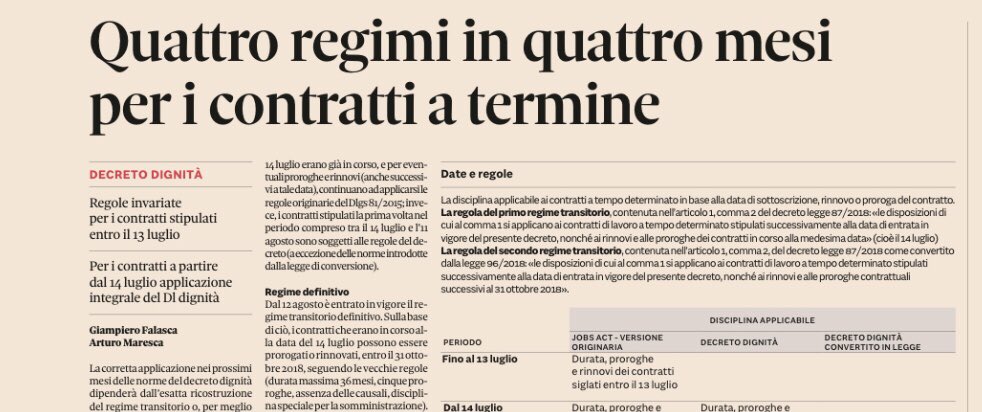 GiamFalasca's tweet image. Decreto Dignità, 4 regimi in 4 mesi. Quali regole applicare (analisi di Arturo Maresca e Giampiero Falasca) lavoroeimpresa.eu/decreto-dignit…