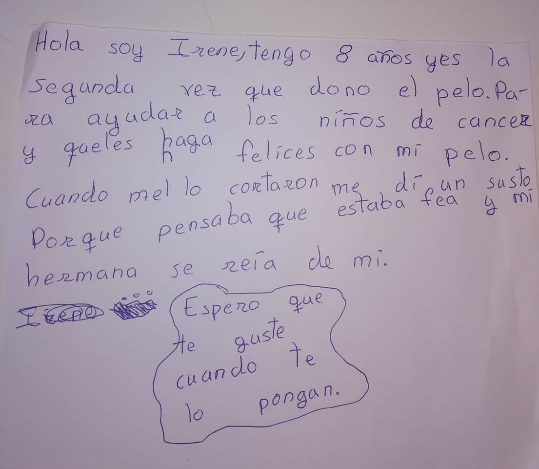 Irene, solo queremos decirte que estamos seguros de que estás preciosa con tu pelo corto, porque el pelazo lo es más cuando lo donas y la gente demuestra realmente su belleza con gestos bonitos como este. #gracias #donatupelo #todoshemostenidounahermanaasí #seríeperotequiere