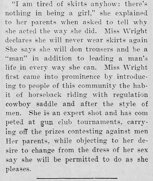 This just in my 1906 newspaper! Oh dear, it's almost like transgender people had indeed existed before the 2000s! (Source: yesterdaysprint.tumblr.com)