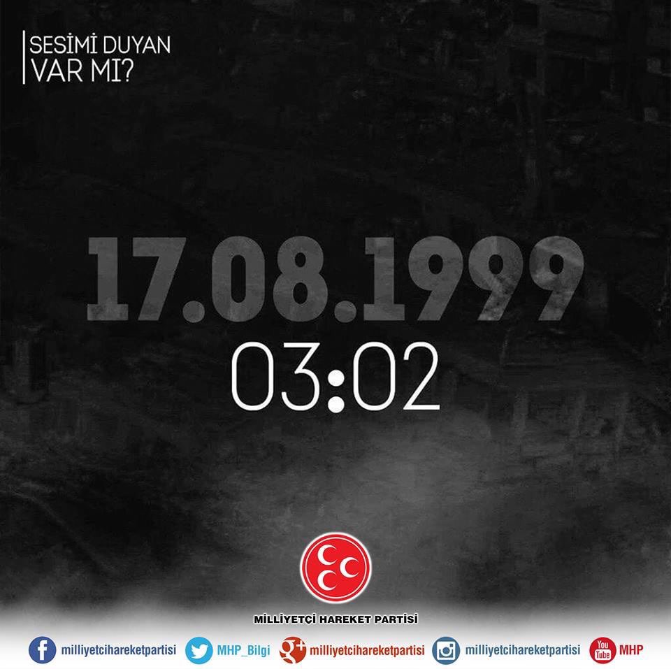 #Unutmadık 
 #17Ağustos1999 depreminde hayatını kaybeden vatandaşlarımızı rahmetle anıyoruz..
