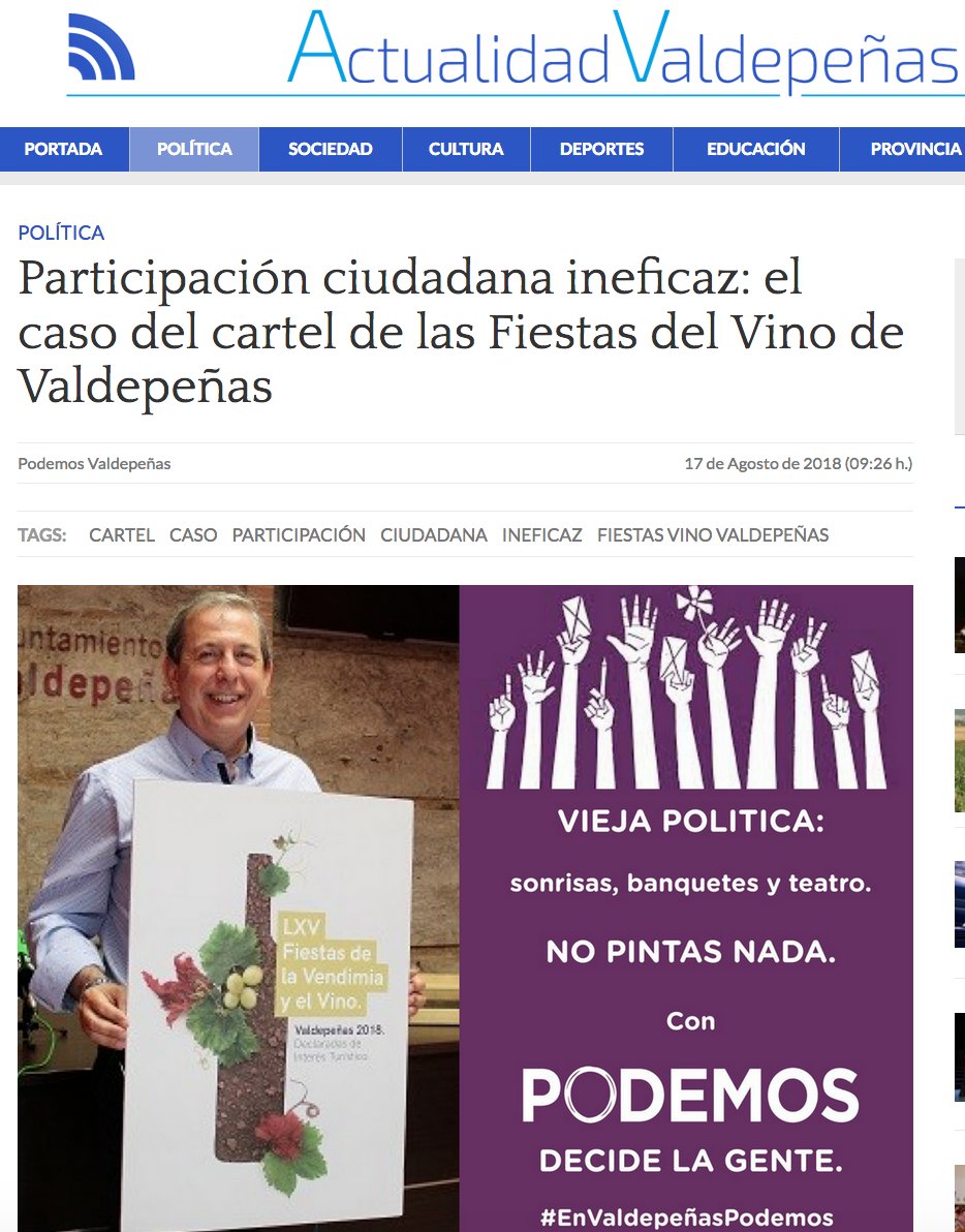 POD_Valde's tweet photo. #EstePSOE utiliza la #Participación de forma cosmética y para cosas que considera de poco valor. Nunca para blindar leyes, proyectos salidos de la ciudadanía, derechos ciudadanos y presupuestos.
Con el cartel de nuestras #FiestasDelVino lo han hecho mal 👇
https://t.co/SkwziIZozL https://t.co/1QE67hWDbJ