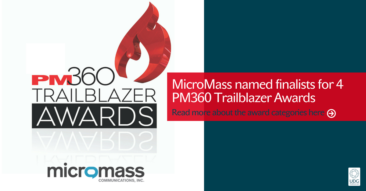 AshfieldHealth's tweet photo. We are delighted to announce that @MicroMass, an @AshfieldCM company, part of @UDGHealthcare plc, have been named finalists for four @PM360online Trailblazer awards. Read more here: https://t.co/xm6dwcSdwl. Good luck to @MicroMass and all the other contestants! #PM360Trailblazer https://t.co/UtCX7hGvDz
