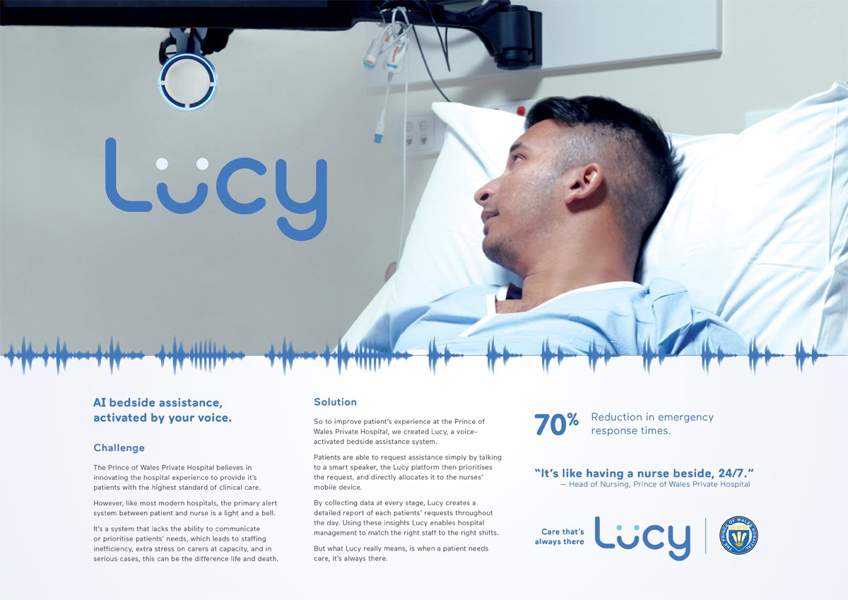 DandTCollective's tweet photo. WINNER!  The AMY Grand Prix
Congrats to Lucy by Deloitte Digital @DeloitteDIGI_AU for The Prince of Wales Hospital  #AMYAWARDS18 https://t.co/bzy0yH6F64