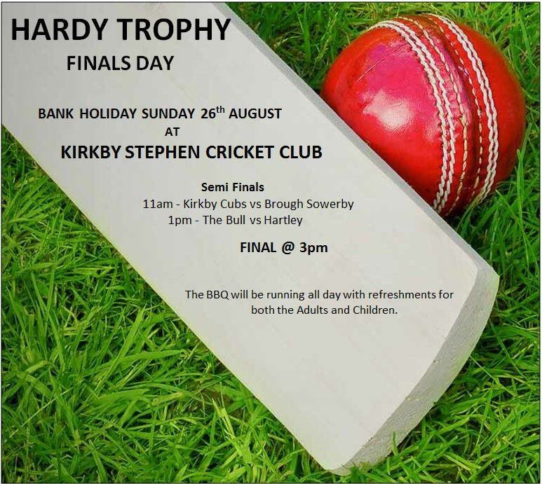 Kirkby Stephen CC (@kstephencc) on Twitter photo Hardy Trophy Finals Day, Bank Holiday Sunday 26th Aug. <a href="/KStephenCC/">Kirkby Stephen CC</a>.
First game is at 11am and the BBQ will be on all day starting at 10:30 with bacon butties. Usual refreshments available. Hardy Trophy Finals Day, Bank Holiday Sunday 26th Aug. <a href="/KStephenCC/">Kirkby Stephen CC</a>.
First game is at 11am and the BBQ will be on all day starting at 10:30 with bacon butties. Usual refreshments available.