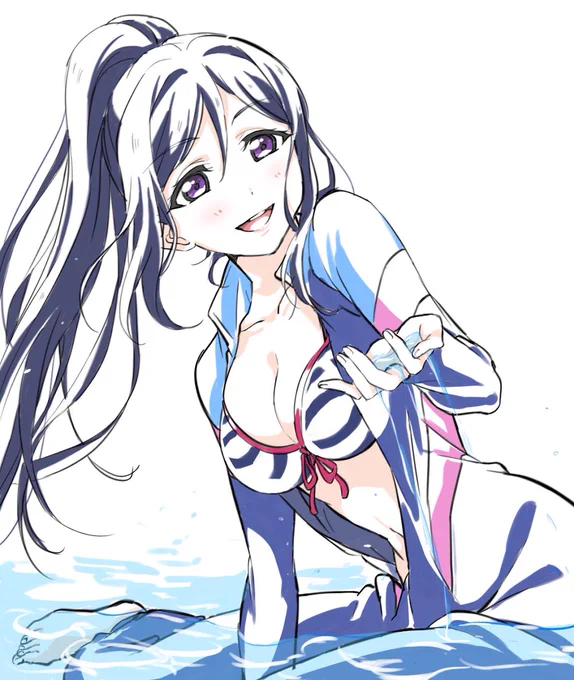 夏っぽいイラストが描きたかった!果南ちゃん 