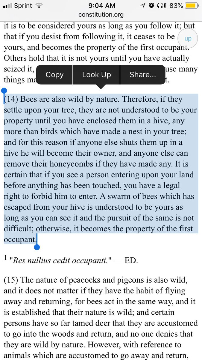 TheGeollyGent's tweet photo. As a apiarist myself, I was excited to find a law specifically pertaining to it in the #JustinianCode. https://t.co/4odM0RbRym