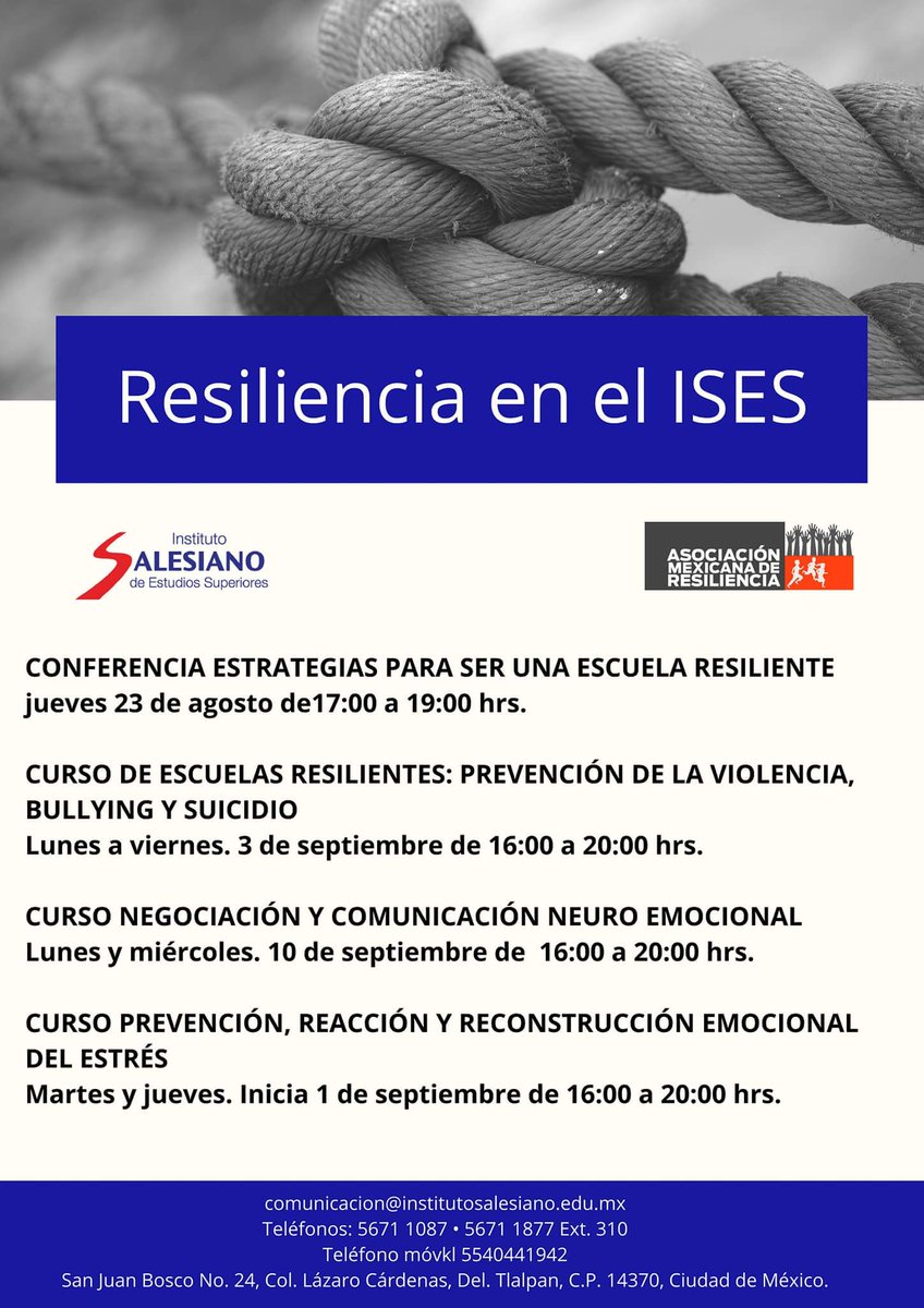 Resilienciamx's tweet photo. Ciclo de conferencias en el ISES #Resiliencia #GeneraCambios @SalesianoISES @generacambios https://t.co/RlLUwZeTxl