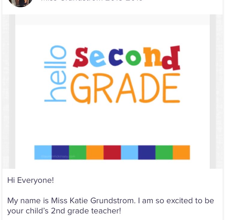 MissGrundstrom's tweet photo. First Class Dojo post sent to welcome my new class! #HelloSecondGrade #ITeachTwo https://t.co/I3hushxZ46