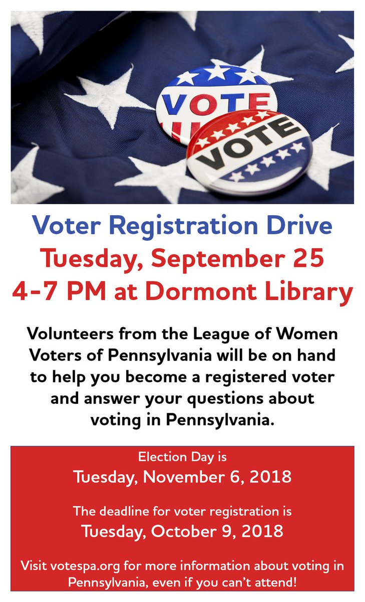 dormontlib's tweet image. Don't sit and scream at the TV - make your voice heard by registering to vote (and then showing up at the polls on #ElectionDay)! 🗳️