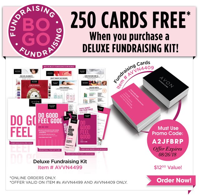 AvonPrintShop's tweet photo. Purchase our DELUXE AVON FUNDRAISING KIT (AVVN4499) for only $24.00 and we'll include 250 FREE business cards (a $12 value)!  See details and promo code below. https://t.co/JAd59FZXCS