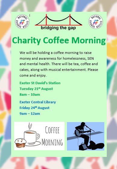 We are holding two coffee mornings for St Petrocks. Please come along. #NCS #charity #coffeemorning