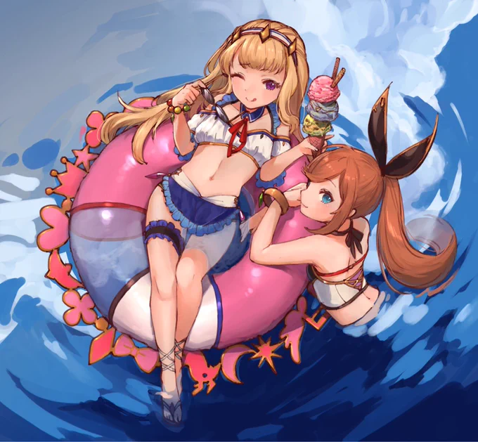 水着カリオストロとクラリスちゃん^〜 #グラブル 