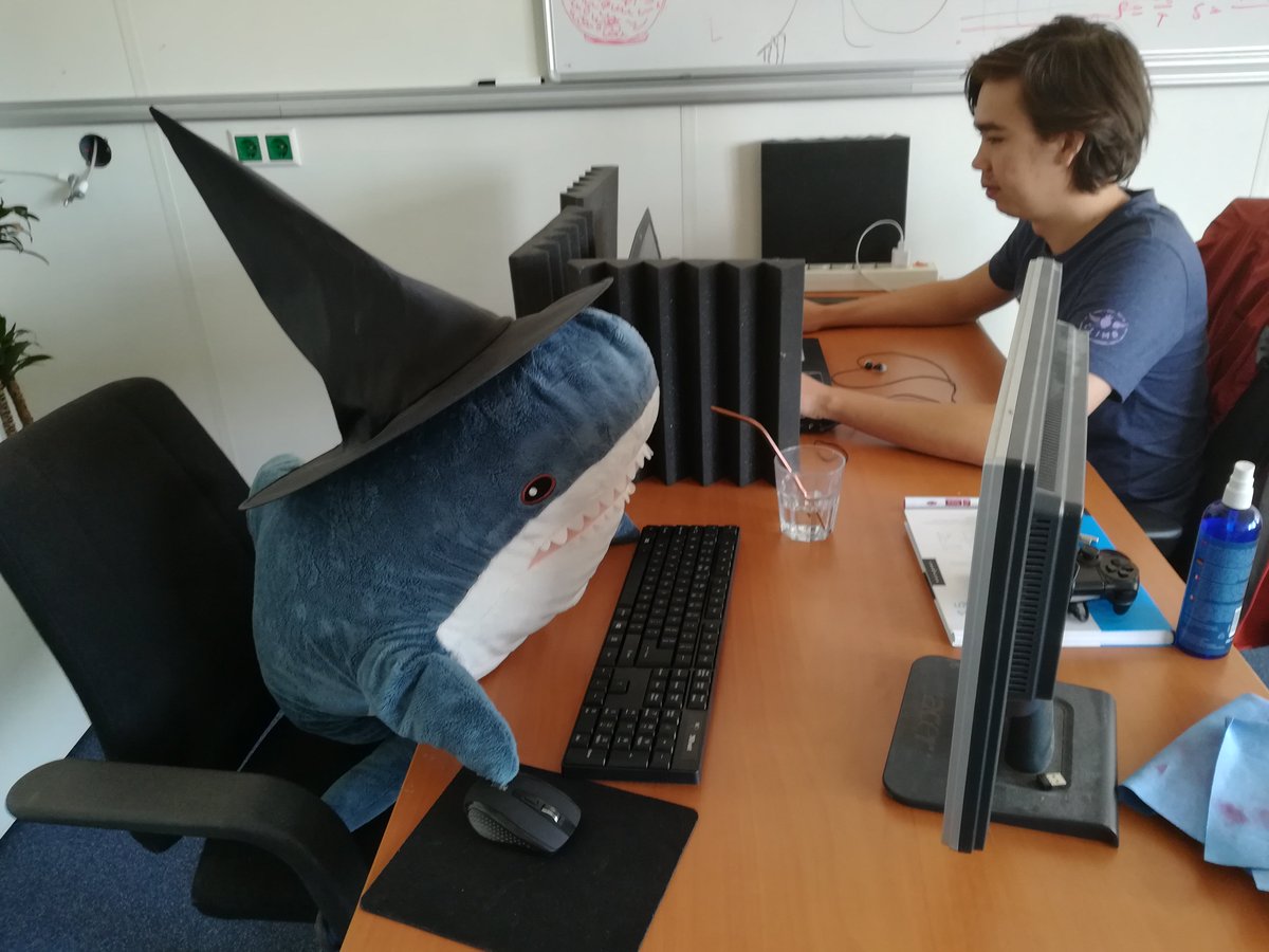 GamesSpaghetti's tweet photo. Sharkira hard at work being our resident code wizard #gamedev #sharkwizard https://t.co/0hUklKrJO1