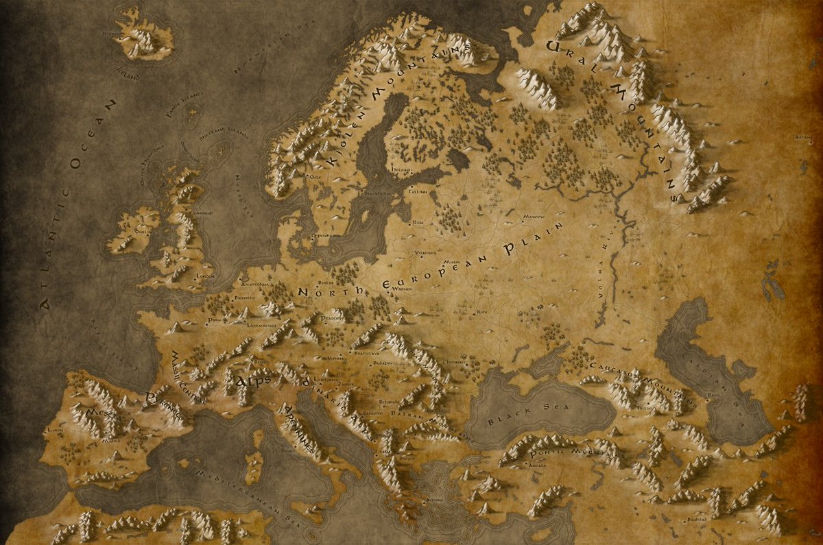 Tolkien-style maps of Europe, by Callum Ogden  https://old.reddit.com/r/europe/comments/6rb6dd/fantasy_europe_in_a_tolkien_sort_of_style/