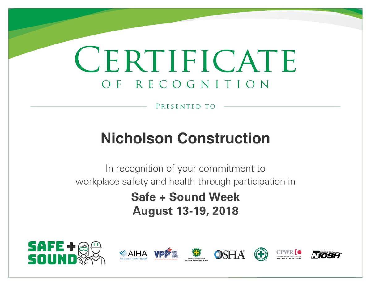 NicholsonConst's tweet image. The @OSHA_DOL #SafeandSound2018 week may only be 7 days long, but we like to remind everyone every day on our project sites to #stepupforsafety!