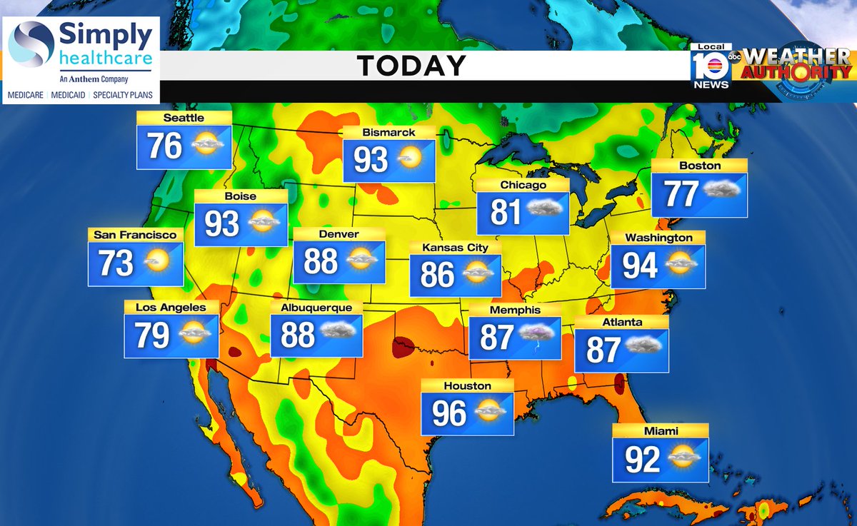 Here is the national forecast for today Presented by Simply Healthcare https://t.co/nsux5ewMCq