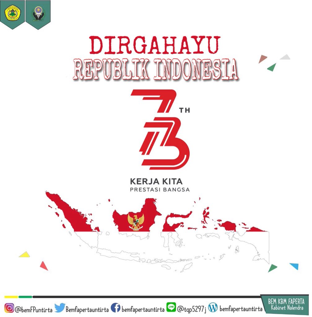 bemFPuntirta's tweet photo. Selamat Hari Kemerdekaan Republik Indonesia ke-73! https://t.co/cf2CjWlfWx