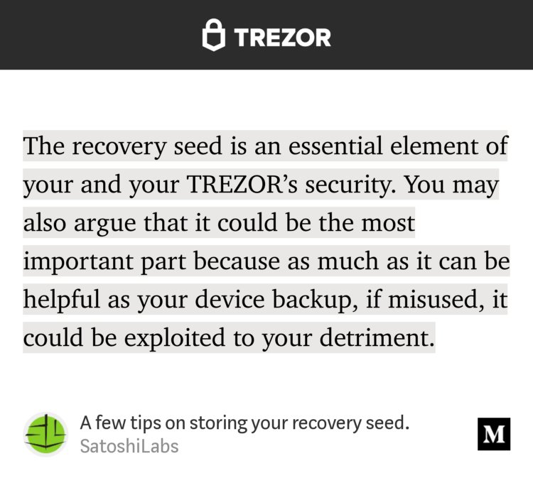 Trezor's tweet image. Friendly Friday reminder: Are you keeping your recovery seed safe?

Read our blog for a few tips on how to keep your seed secure.

#BeSafe

blog.trezor.io/few-tips-store…

#Trezor #SecurityMadeEasy