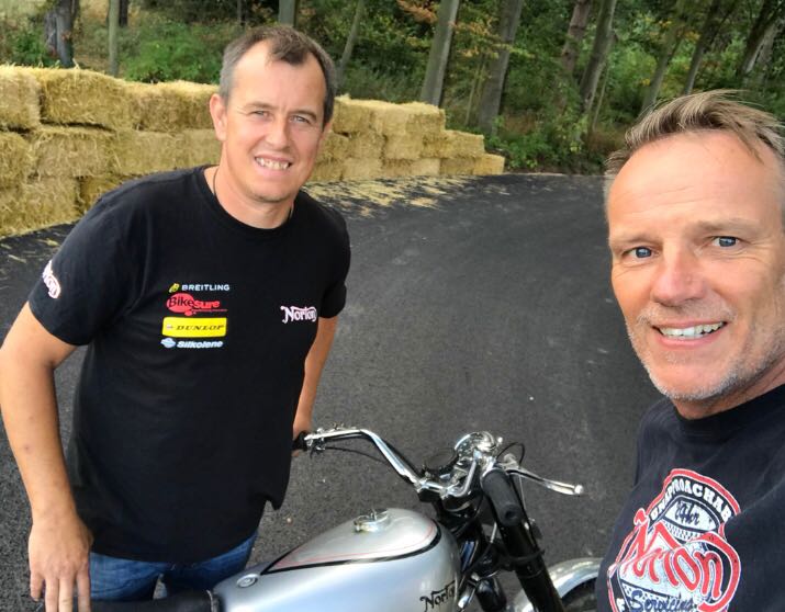 TheNMMUK's tweet photo. Burnout @DoningtonHall

Works Norton rider John McGuinness and Norton CEO, Stuart Garner, setting up the “Burnout” track in preparation for this new track event on 1-2 September. Public track sessions &amp; racing stars will all be giving it a first try out in a couple of weeks. https://t.co/TffgcSzOVy