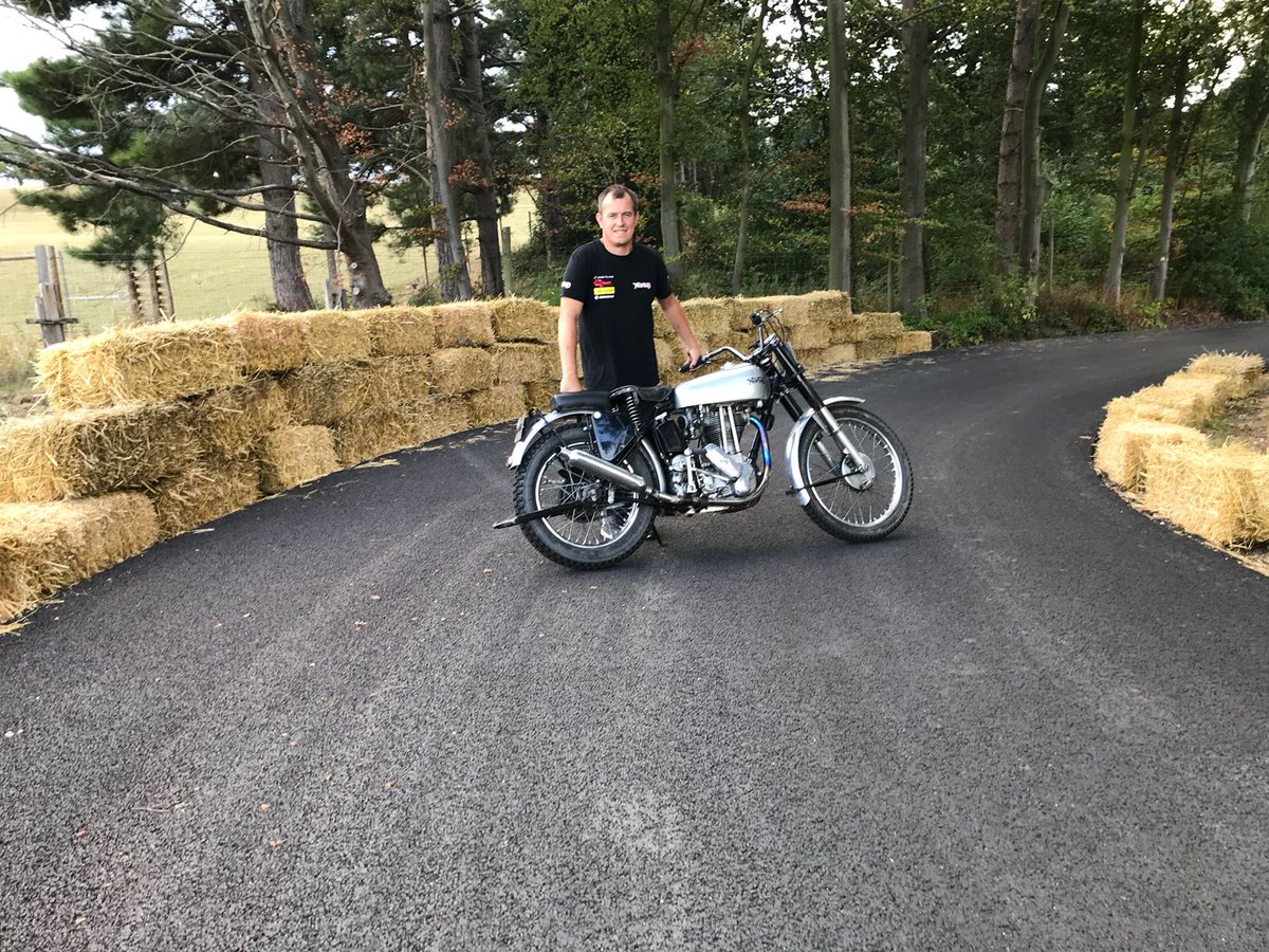 TheNMMUK's tweet photo. Burnout @DoningtonHall

Works Norton rider John McGuinness and Norton CEO, Stuart Garner, setting up the “Burnout” track in preparation for this new track event on 1-2 September. Public track sessions &amp; racing stars will all be giving it a first try out in a couple of weeks. https://t.co/TffgcSzOVy