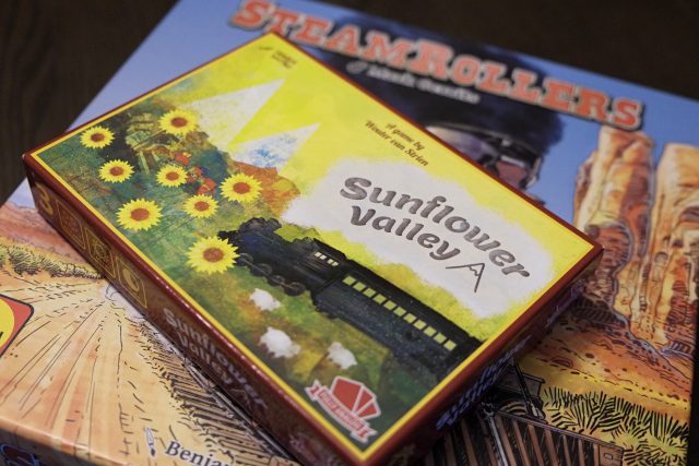DWP_Blog's tweet photo. Today Nicole steamrolls through the sunflowers and gives you her thoughts on two train-y roll & writes: Sunflower Valley and SteamRollers! @StrongholdGames #FullyAnalog https://t.co/qeQITutIgt #boardgames #RollAndWrite https://t.co/Qx1svlhQFm