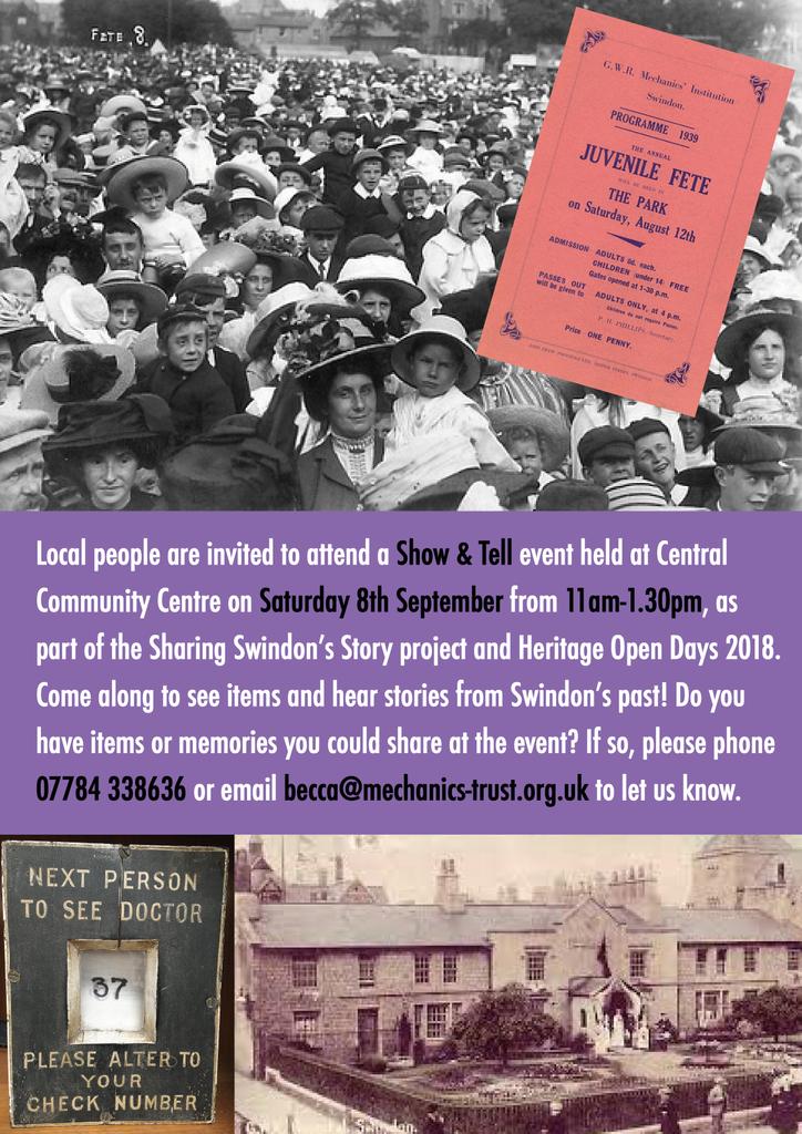 SwindonStory's tweet photo. @SwindonLocal @HistoricEngland @SwindonHeritage @visit_swindon @HeritageWSHC Great to know! Sadly we can't make it as have our own Show &amp; Tell event on at @Swindon_CCC at same time. https://t.co/ani5G1QLRH https://t.co/ygk2OCT1s5