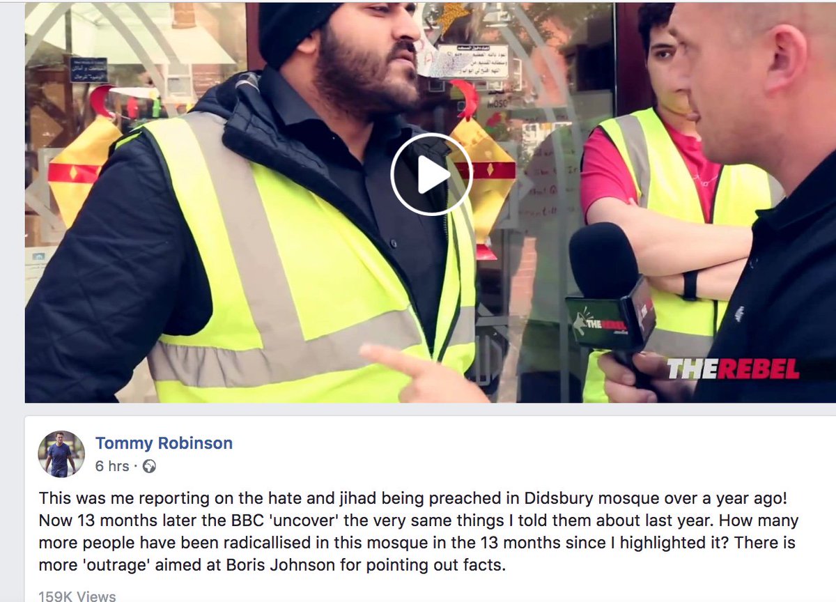 .#TommyRobinson 2017 - exposed hate preachers at Didsbury Mosque
#DidsburyMosque 

@theresa_may and police did NOTHING. Instead they persecuted #TommyRobinson Islamic hate speakers are protected and abuse 'hate speech' laws to pretend they are victims. 

facebook.com/thetommyrobins…