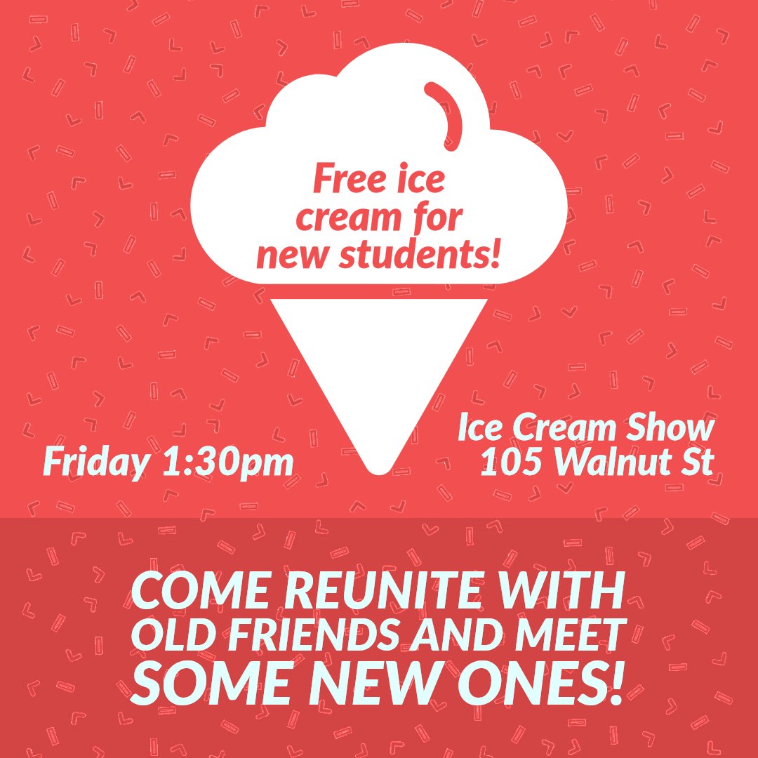 UCMission's tweet image. Reminder for those of y'all already in town that a few of us will be meeting at the Ice Cream Show today at 1:30 for some (free!) ice cream.