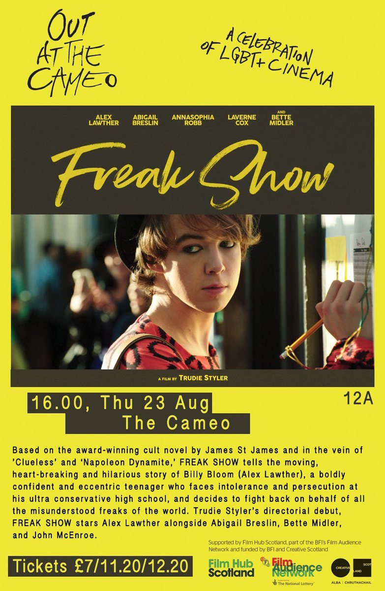 ProgrammedPride's tweet image. Proud to announce that our first Out at the Cameo screening is of the wonderful @freakshowmovie and takes place in less than a week @CameoCinema! Book your tickets and stay tuned! 🌈🌈🌈 picturehouses.com/cinema/Cameo_P…