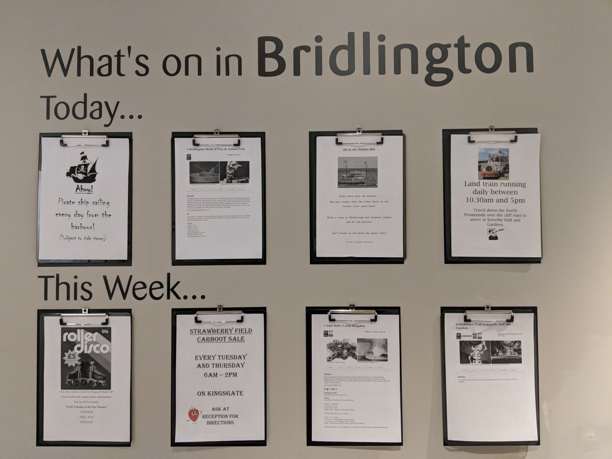 So we thought we would help the guests decide what to do.in Bridlington 
We have created a What's on today and a What's on this week 

<a href="/rubyyoung90/">@rubyyoung</a> <a href="/PSeafront/">Premier Inn Bridlington Seafront</a>  <a href="/SDEBDD/">simon ewins</a>  <a href="/AndyFr4ncis/">AndyFr4ncis</a>