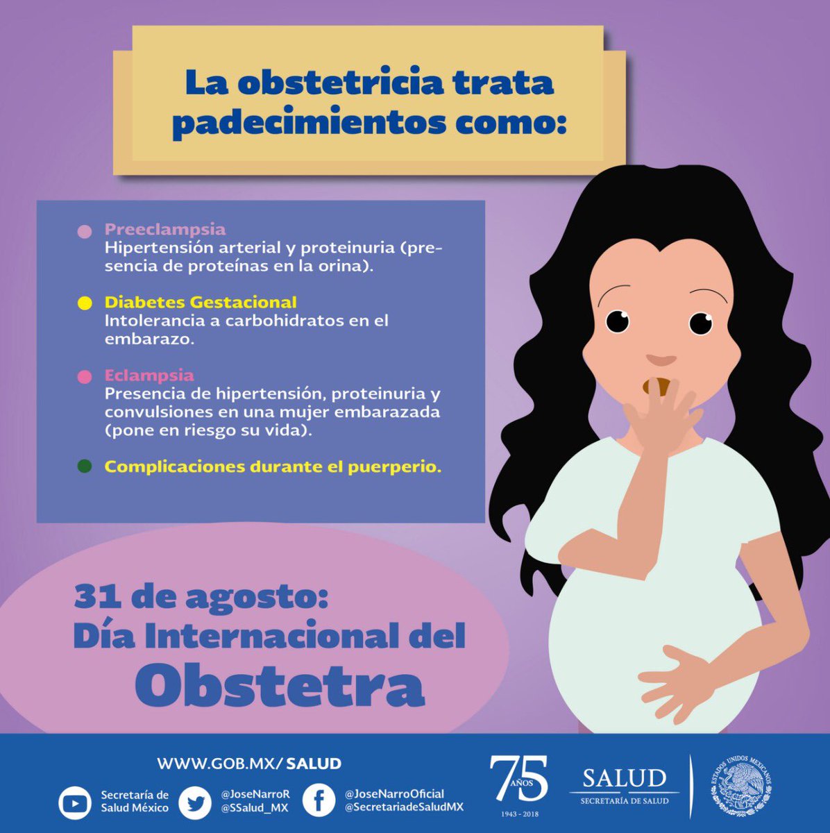 Preeclampsia, diabetes gestacional, eclampsia y complicaciones en el
