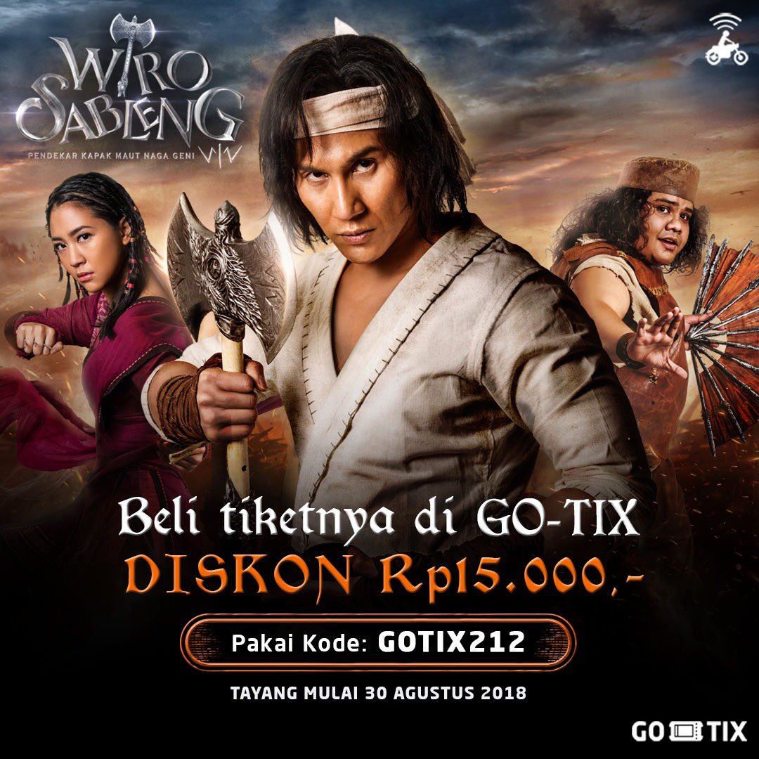 Ayo nonton #WiroSableng hemat pakai diskon dari @gotixindonesia. Kodenya: GOTIX212 

#SiapSableng