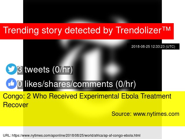 Ebolatrends's tweet image. #Congo: #2Who Received Experimental Ebola Treatment Recover ebola.trendolizer.com/2018/09/congo-…