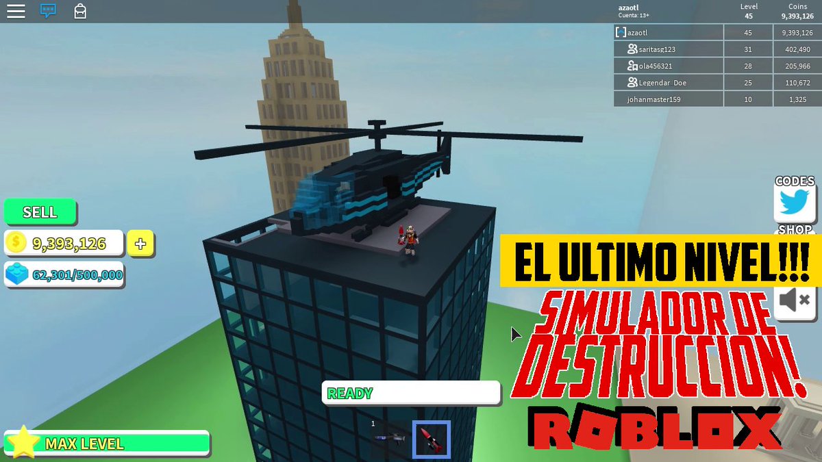 Samymoro On Twitter Jugamos Y Destruimos El Ultimo Nivel - all codes on roblox destruction simulator