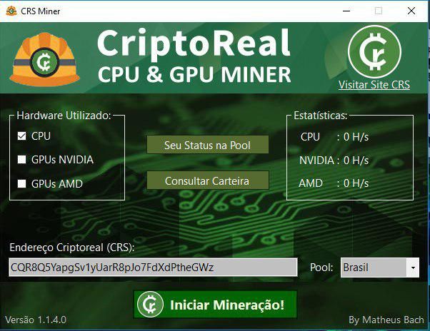 CriptoReal's tweet image. Quer minerar CriptoReais?
A forma mais fácil é com nosso Software específico para isso, ele permite minerar com CPU e placas de vídeo (GPU) Nvidia e AMD.
Conheça agora o CRS Miner no site criptoreal.org/br/minerar