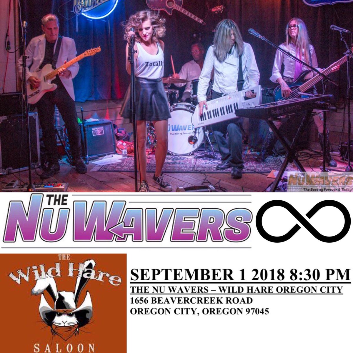 SATURDAY!
The Nu Wavers at the Wild Hare in Oregon City 8:30 PM No Cover!
facebook.com/events/2032491…
@nuwavers @WildHareSaloon
#oregoncity
#rockband #eventband #nuwavers #nuwaverspdx  #weddingband  #clubband #partyband #corporateband #danceband #80sband #loungebandkillers