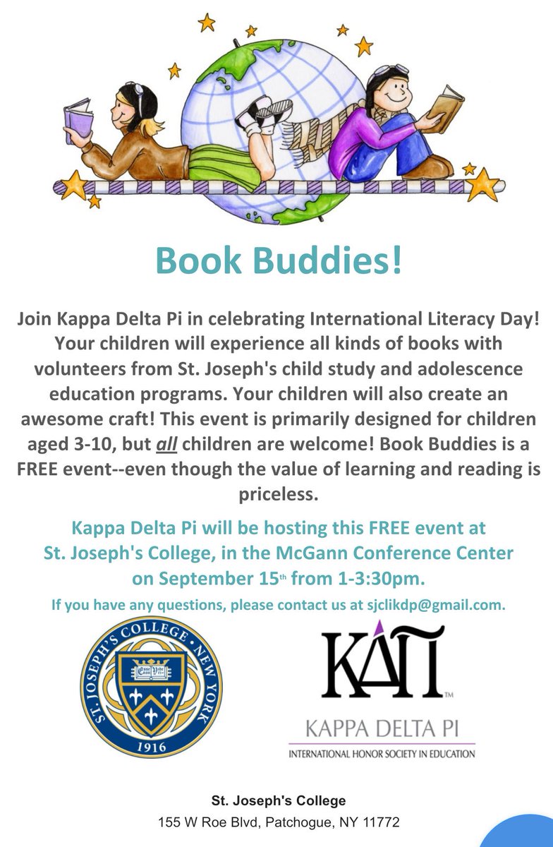 SJCLIKDP's tweet photo. Join us on 9/15 for our second #bookbuddies event!!!!!! https://t.co/PRT26MZ6YU