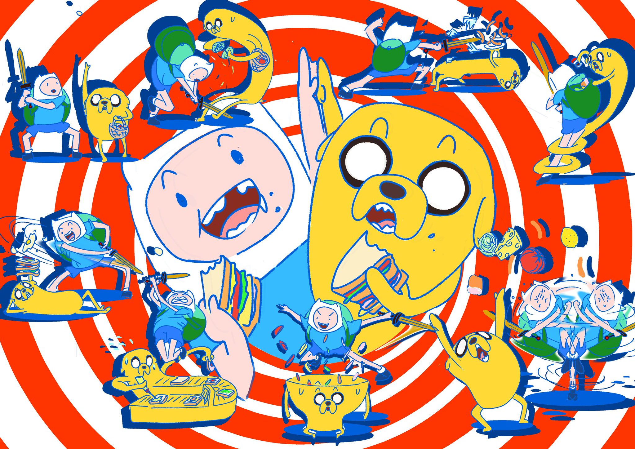 さーった V Twitter アドベンチャータイム Adventuretime やっと完成 かっこいいサンドイッチの作り方 のイラスト フィンとジェイクは アホのユーチューバーみたいなことしてるのがぴったりですね 来週はmx 2で連続再放送はじまりますよ T Co