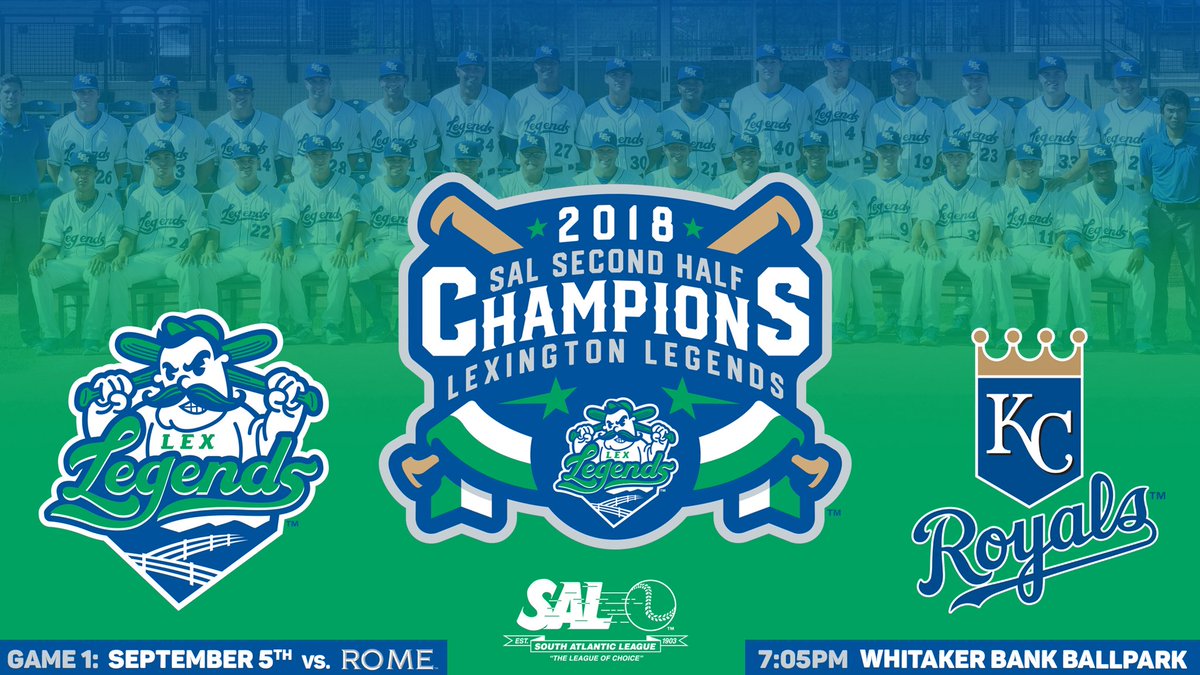 GoLexLegends's tweet image. LEXINGTON LEGENDS are the 2018 South Atlantic League Southern Division 2nd Half CHAMPIONS! #stachetastic @Royals

🎟 LexingtonLegends.com/playoffs