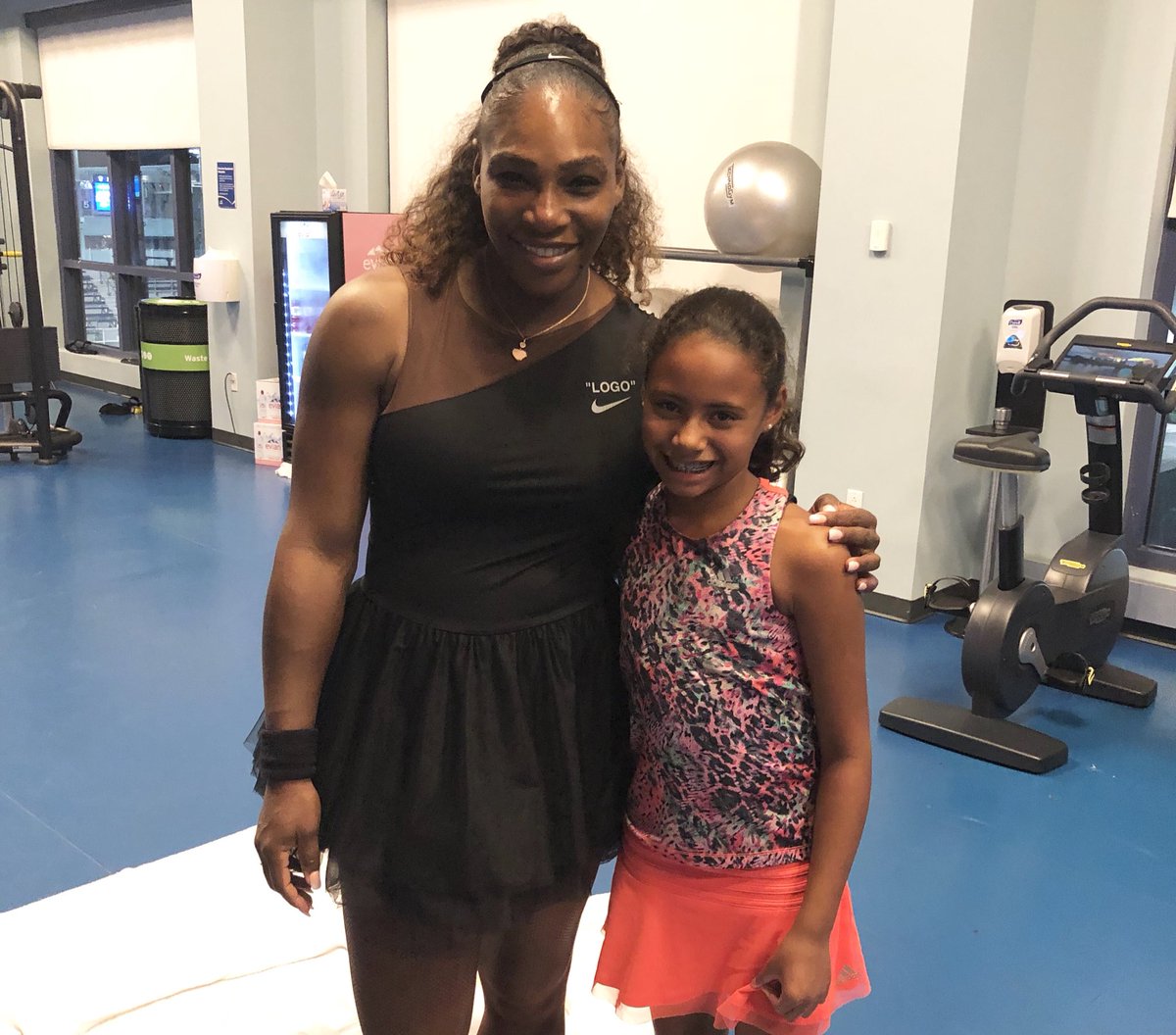E_Reid35's tweet photo. I know today will motivate Lani to be great! She couldn’t contain her excitement watching her favorite players @serenawilliams and @Venuseswilliams. Thanks Serena for surprising her after the match! https://t.co/0gwoOlaoVI