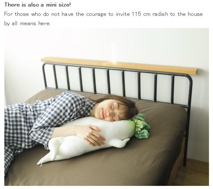 bonnieventure's tweet photo. we are looking at this radish body pillow i've fallen in love with and the selling points are destroying me https://t.co/xsHMsPfNhb