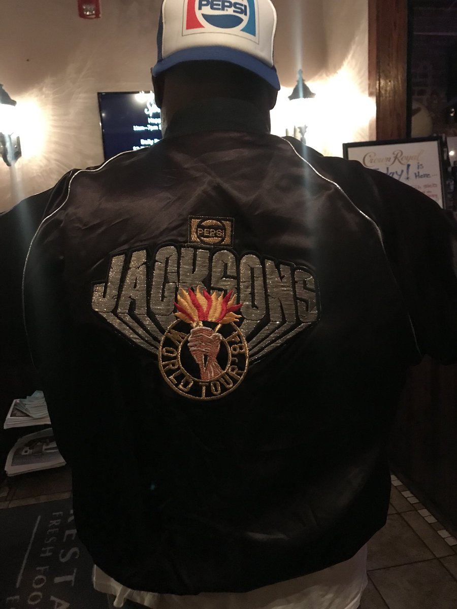 kejamarketing's tweet photo. @iAmDiscoStu went digging for this original #Jackson @pepsi tour jacket for our #MJ60 #Prince60 #Royalty event tonight @FMonGranby @RealFreshRadio https://t.co/uasu8rSoNO