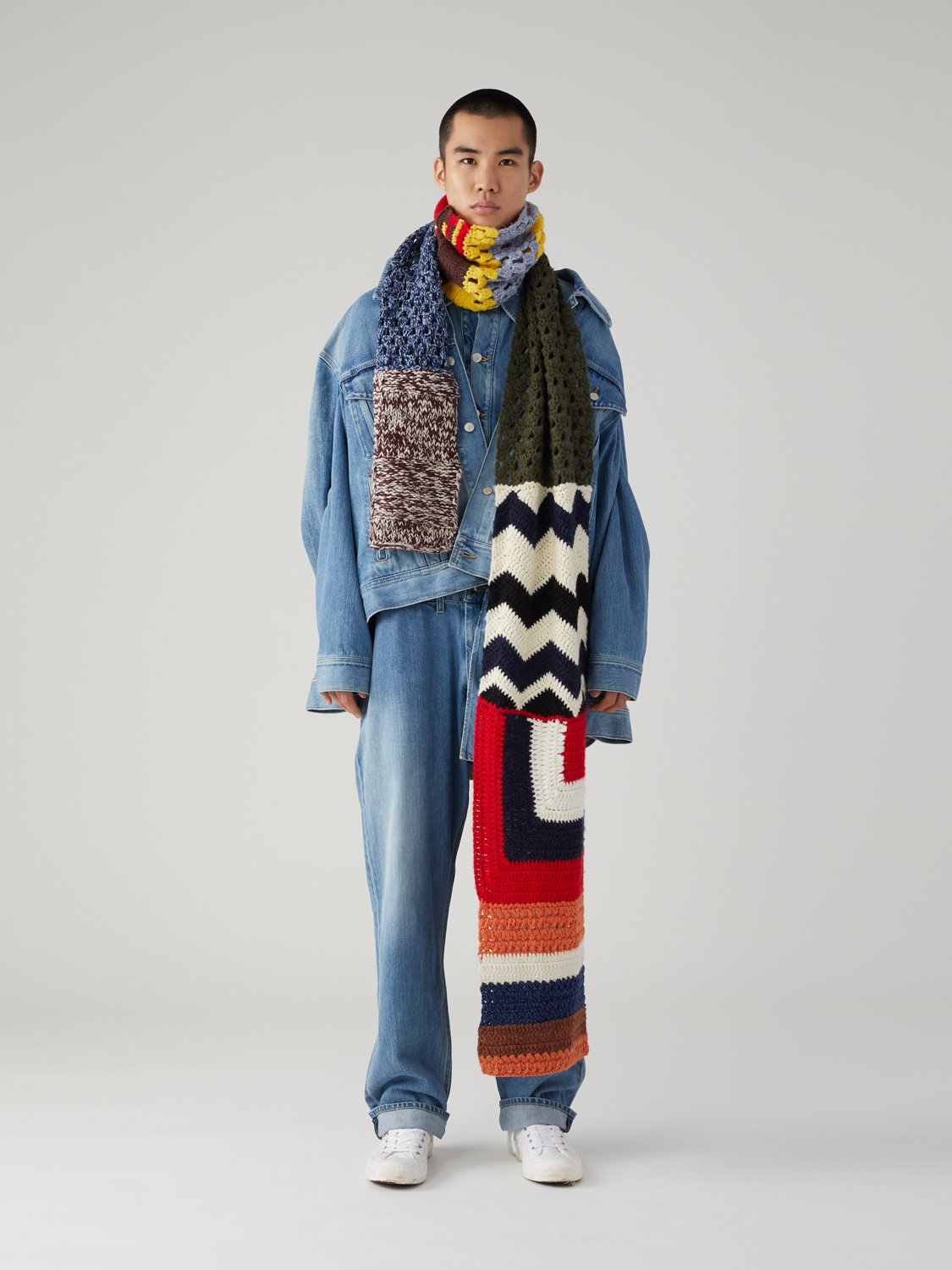 80/20クロス DenimJKT RebuildPoncho Muffler Patchwork - 通販 - www