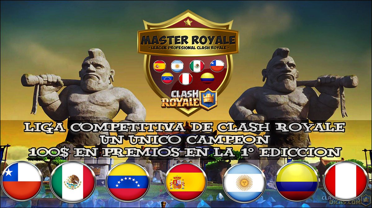 MasterRoyaleCR's tweet image. 🔰Inscripciones Abiertas🔰
Grupos por países y eliminatoria directa.

- Premios 💱
1° 65$
2° 25$
3° 10$

Para participar :
Da RT a esta publicacion.
Sigue a la liga @MasterRoyaleCR .
Nombra a la liga y consigue 15RT

@ClashRoyale @ClashRoyaleES
